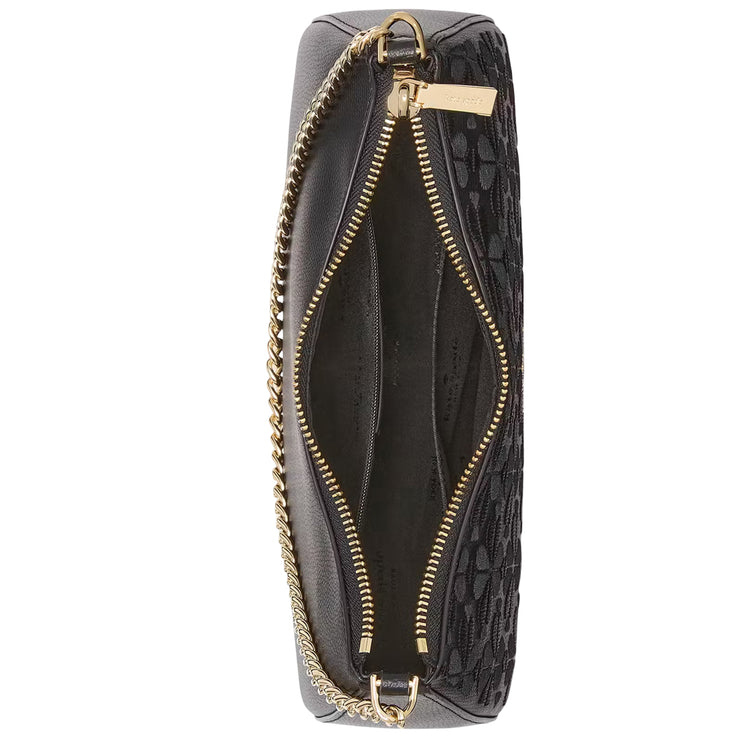 Interior View of Kate Spade Spade Flower Embroidered Medium Convertible Crossbody Bag - Black KL955