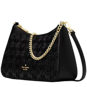 Side View of Kate Spade Spade Flower Embroidered Medium Convertible Crossbody Bag - Black KL955