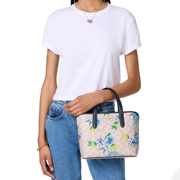 Buy Kate Spade Spade Flower Floral Small Tote Bag in Blazer Blue Multi KL002 Online in Singapore | PinkOrchard.com