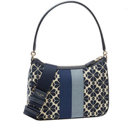 Kate Spade Spade Flower Jacquard Stripe Sam Small Convertible Shoulder Bag in Blue Multicolor k9033