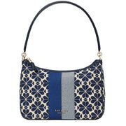 Kate Spade Spade Flower Jacquard Stripe Sam Small Convertible Shoulder Bag in Blue Multicolor k9033