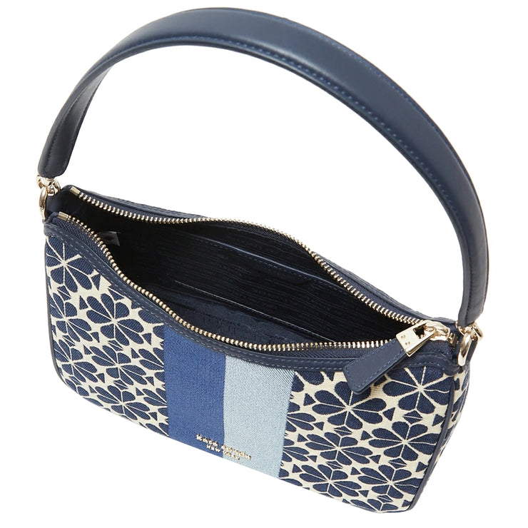 Kate Spade Spade Flower Jacquard Stripe Sam Small Convertible Shoulder Bag in Blue Multicolor k9033