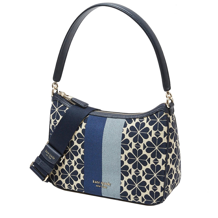 Kate Spade Spade Flower Jacquard Stripe Sam Small Convertible Shoulder Bag in Blue Multicolor k9033