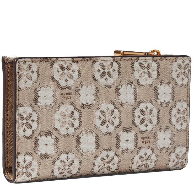 Kate Spade Spade Flower Monogram Coated Canvas Small Slim Bifold Wallet in Natural Multi K8939