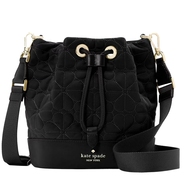 Buy Kate Spade Flower Quilted Fabric Bucket Bag in Black KK076 Online in Singapore | PinkOrchard.com