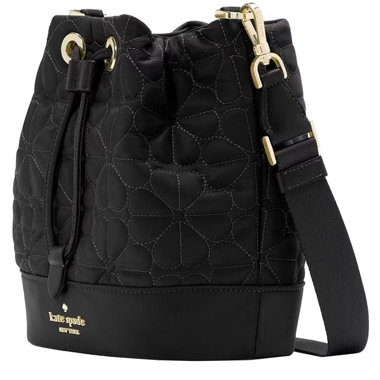 Buy Kate Spade Flower Quilted Fabric Bucket Bag in Black KK076 Online in Singapore | PinkOrchard.com