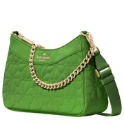 Side View of Kate Spade Spade Flower Quilted Fabric Convertible Crossbody Bag - KS Green KK077