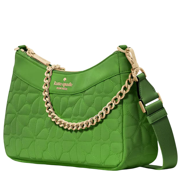 Side View of Kate Spade Spade Flower Quilted Fabric Convertible Crossbody Bag - KS Green KK077