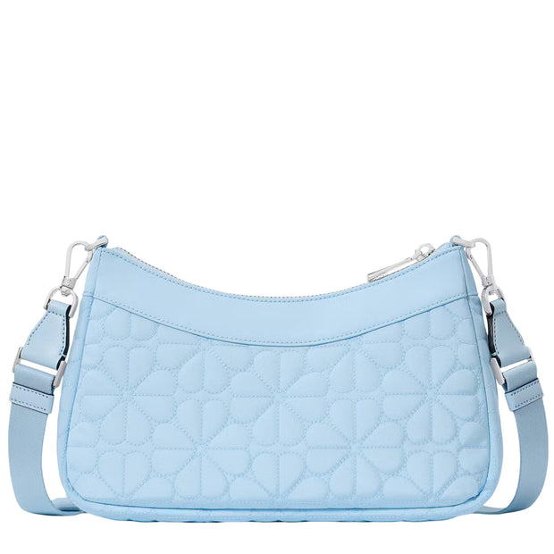 Back View of Kate Spade Spade Flower Quilted Fabric Convertible Crossbody Bag - Montauk Blue  KK077