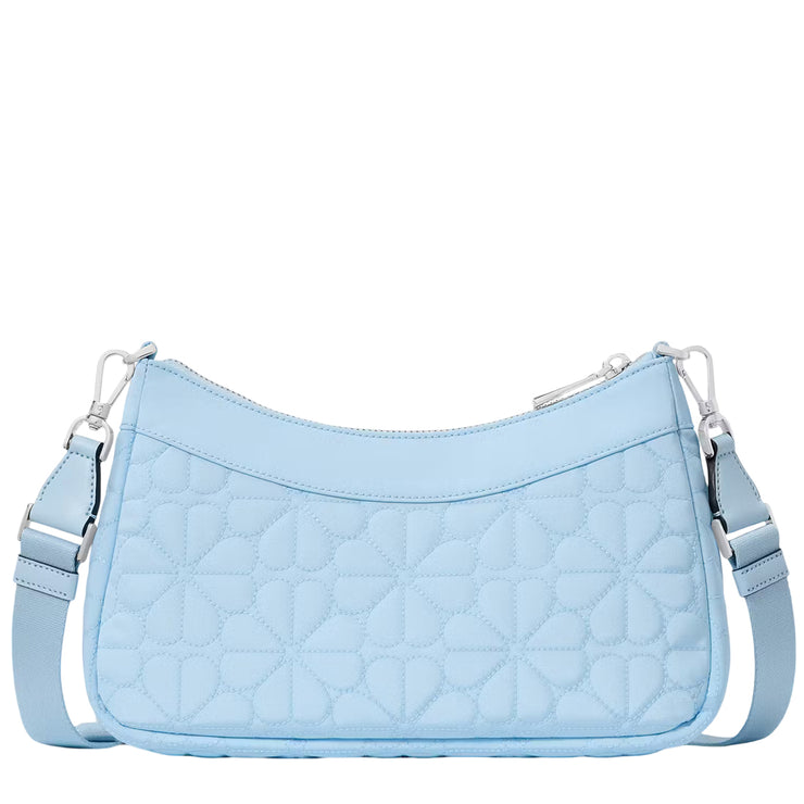Back View of Kate Spade Spade Flower Quilted Fabric Convertible Crossbody Bag - Montauk Blue  KK077