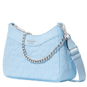 Side View of Kate Spade Spade Flower Quilted Fabric Convertible Crossbody Bag - Montauk Blue  KK077