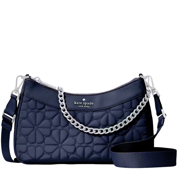 Front View of Kate Spade Spade Flower Quilted Fabric Convertible Crossbody Bag - Parisian Navy KK077