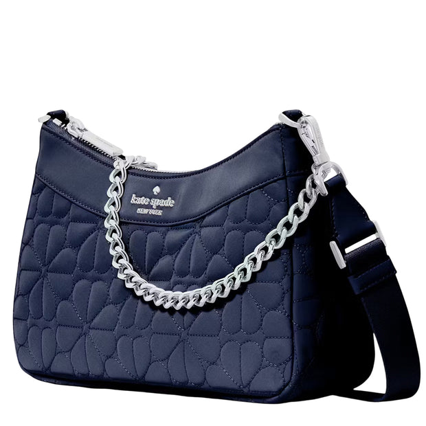 Side View of Kate Spade Spade Flower Quilted Fabric Convertible Crossbody Bag - Parisian Navy KK077