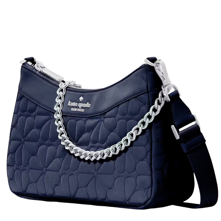Side View of Kate Spade Spade Flower Quilted Fabric Convertible Crossbody Bag - Parisian Navy KK077