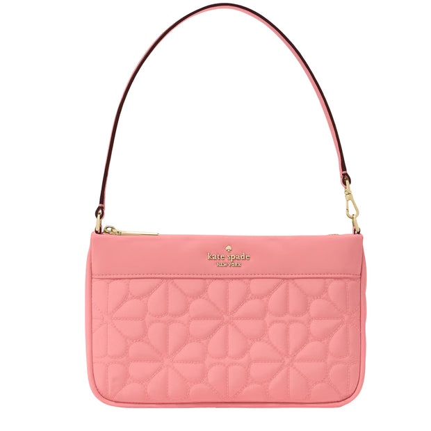 Front View of Kate Spade Spade Flower Quilted Fabric Convertible Wristlet Bag - Terracotta Tile KK255