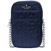 Front View of Kate Spade Spade Flower Quilted Fabric Phone Crossbody Bag - Parisian Navy KK898