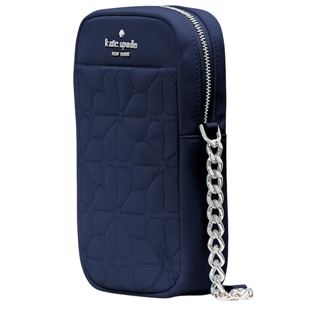 Side View of Kate Spade Spade Flower Quilted Fabric Phone Crossbody Bag - Parisian Navy KK898
