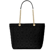 Back View of Kate Spade Spade Flower Quilted Fabric XL Tote Bag - Black KK074