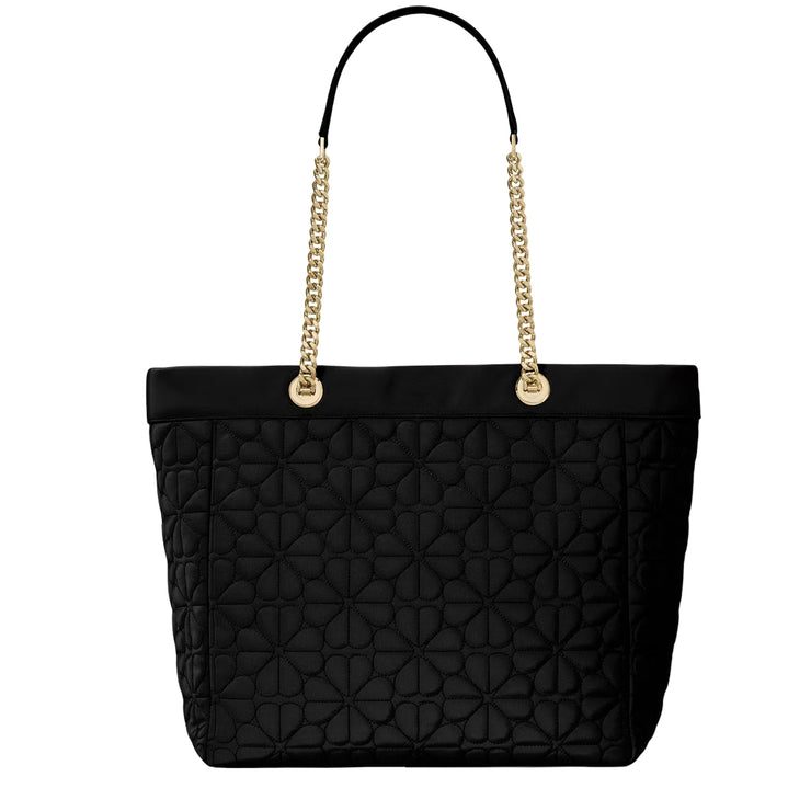 Back View of Kate Spade Spade Flower Quilted Fabric XL Tote Bag - Black KK074