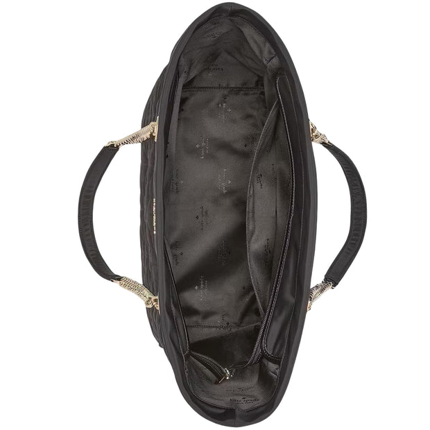 Interior View of Kate Spade Spade Flower Quilted Fabric XL Tote Bag - Black KK074