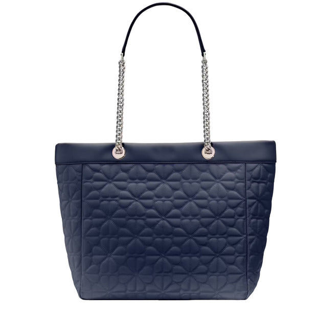 Back View of Kate Spade Spade Flower Quilted Fabric XL Tote Bag - Parisian Navy KK074