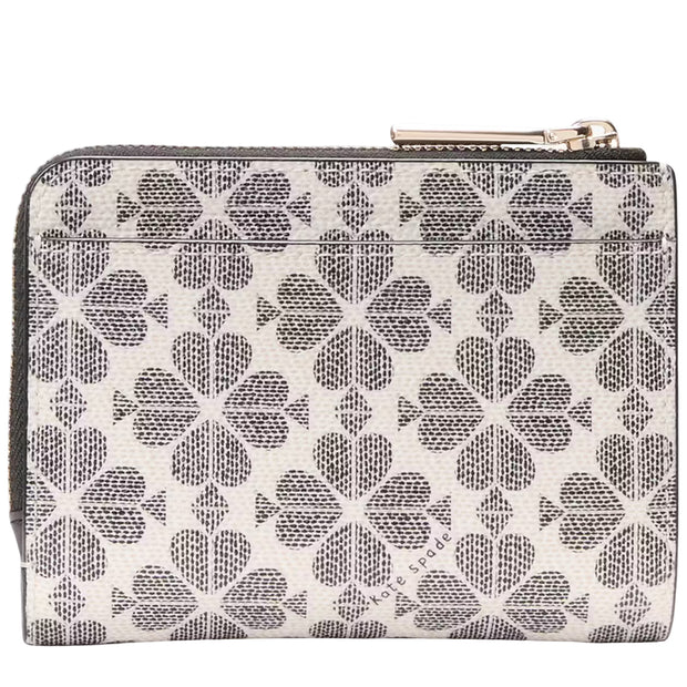 Back View of Kate Spade Spade Flower Small L-Zip Wallet - Black Multi KK894