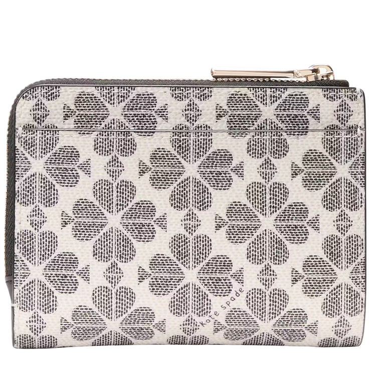 Back View of Kate Spade Spade Flower Small L-Zip Wallet - Black Multi KK894