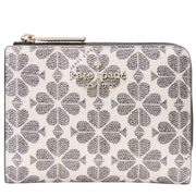 Front View of Kate Spade Spade Flower Small L-Zip Wallet - Black Multi KK894