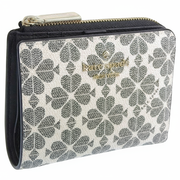 Side View of Kate Spade Spade Flower Small L-Zip Wallet - Black Multi KK894
