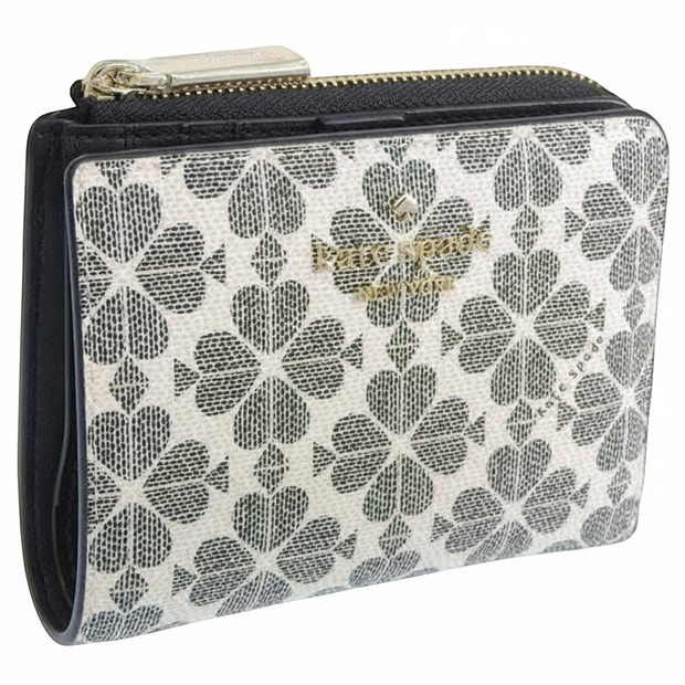 Side View of Kate Spade Spade Flower Small L-Zip Wallet - Black Multi KK894