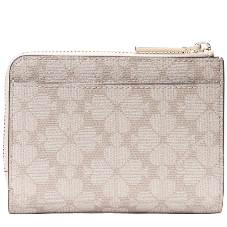 Back View of Kate Spade Spade Flower Small L-Zip Wallet - Dark Beige Multi KK894