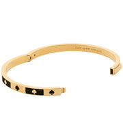 Closeup of Kate Spade Spot The Spade Enamel Block Hinge Bangle Bracelet - Black KM186