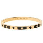 Front View of Kate Spade Spot The Spade Enamel Block Hinge Bangle Bracelet - Black KM186