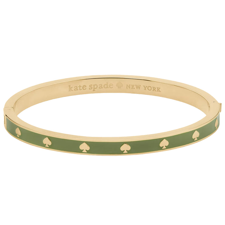 Front View of Kate Spade Spot the Spade Enamel Hinged Bangle Bracelet - Cedar Stand KJ727