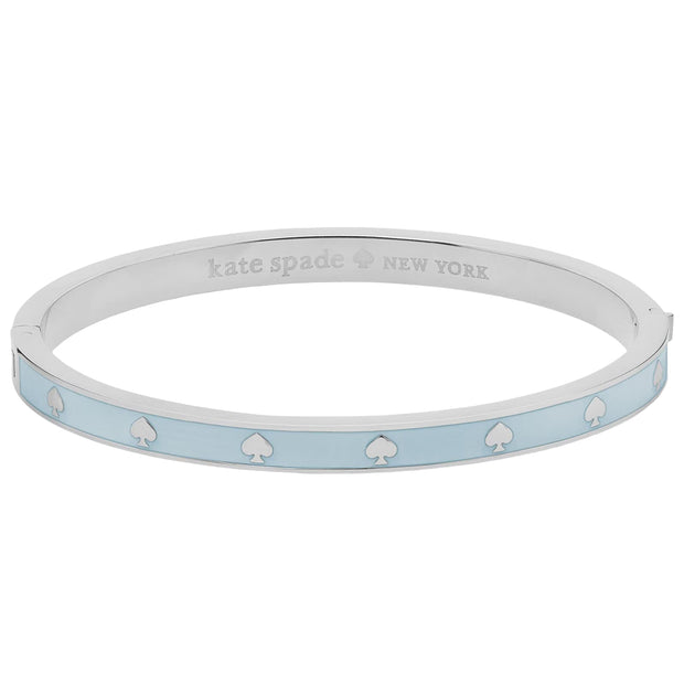 Front View of Kate Spade Spot the Spade Enamel Hinged Bangle Bracelet - Crisp Sky KJ727