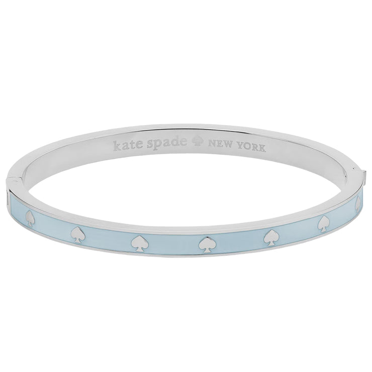 Front View of Kate Spade Spot the Spade Enamel Hinged Bangle Bracelet - Crisp Sky KJ727