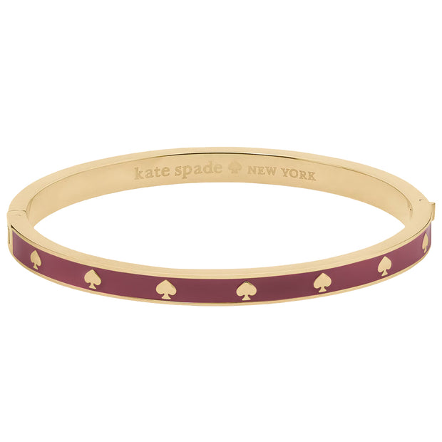 Front View of Kate Spade Spot the Spade Enamel Hinged Bangle Bracelet - Dark Merlot KJ727