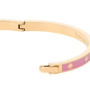 Closeup of Kate Spade Spot the Spade Enamel Hinged Bangle Bracelet - Surf Pink KJ727