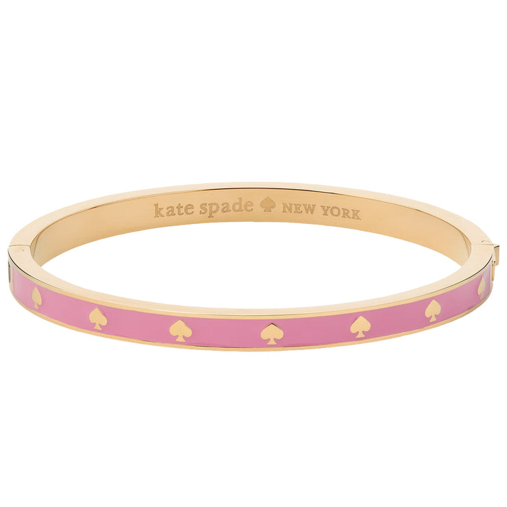 Front View of Kate Spade Spot the Spade Enamel Hinged Bangle Bracelet - Surf Pink KJ727