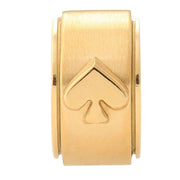 Closeup of Kate Spade Spot The Spade Metal Huggies Earrings - Gold KH267