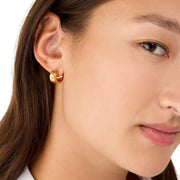Model Wearing Kate Spade Spot The Spade Metal Huggies Earrings - Gold KH267