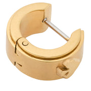 Closeup of Kate Spade Spot The Spade Metal Huggies Earrings - Gold KH267