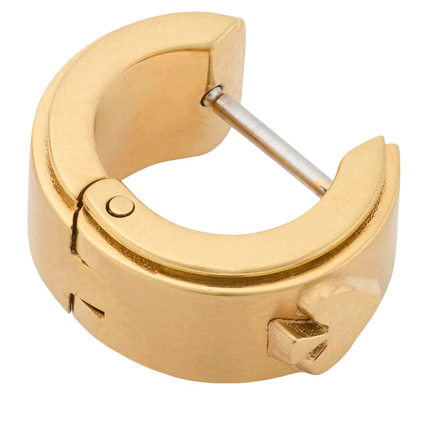 Closeup of Kate Spade Spot The Spade Metal Huggies Earrings - Gold KH267