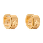 Side View of Kate Spade Spot The Spade Metal Huggies Earrings - Gold KH267