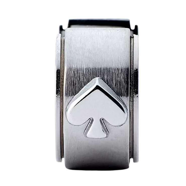 Closeup of Kate Spade Spot The Spade Metal Huggies Earrings - Silver KH267