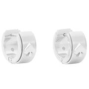 Side View of Kate Spade Spot The Spade Metal Huggies Earrings - Silver KH267