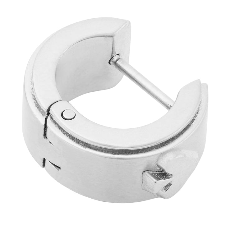 Closeup of Kate Spade Spot The Spade Metal Huggies Earrings - Silver KH267