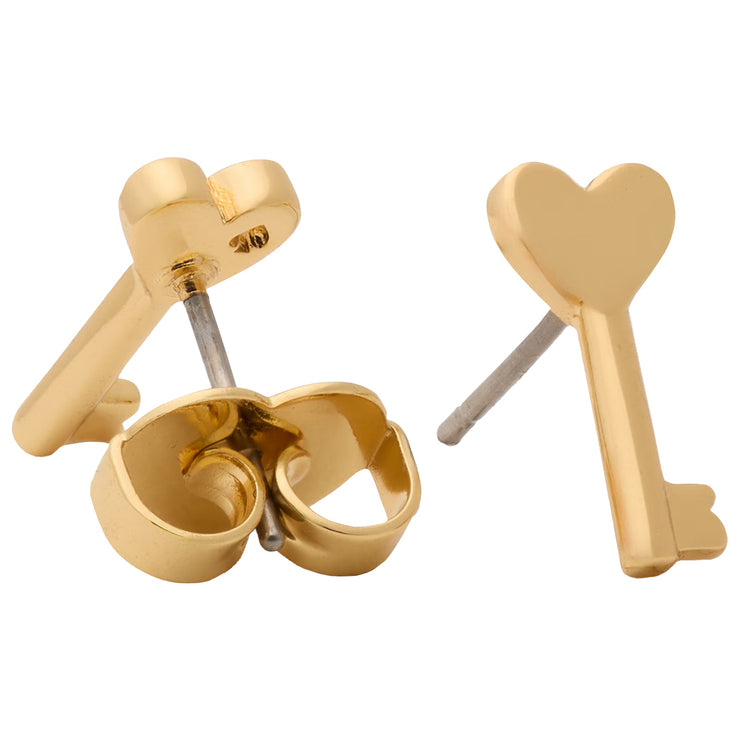 Back View of Kate Spade With All My Heart Key Studs Earrings in Gold KK472