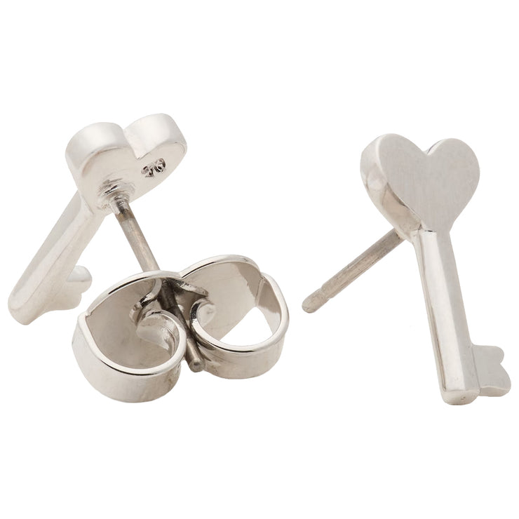 Side & Back View of Kate Spade With All My Heart Key Studs Earrings in Silver KK605
