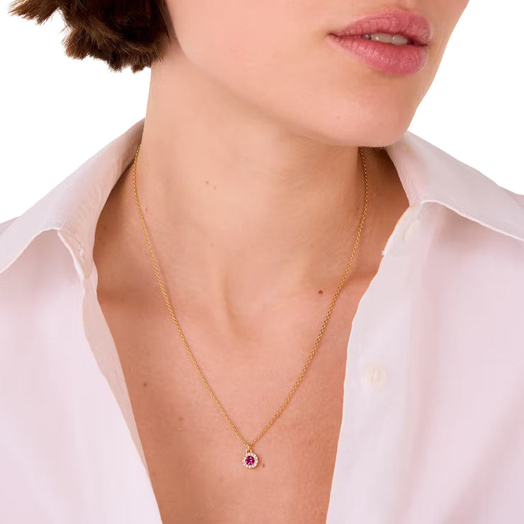 Buy Kate Spade You're A Gem Pave Halo Pendant Necklace in Fuchsia KK662 Online in Singapore | PinkOrchard.com